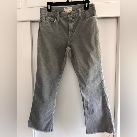 Current/Elliott Corduroy The Kick Jean Cropped in Washed Gray Frayed Hem Sz 29 - Picture 1 of 7
